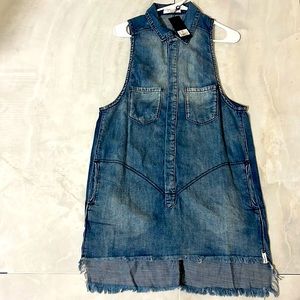 Short denim one teaspoon dress with frayed edges relaxed